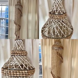 Vintage Boho Seashell Chandelier with Cowrie Shells
